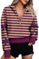 Women Casual Stripe Star Print Hooded Sweatshirt Zipper Long Sleeve Hoodie Top Plain Pullover Sweatshirt