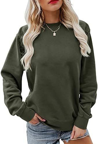 Women's Fall Long Sleeve Pullover Tops Casual Round Neck Sweatshirt
