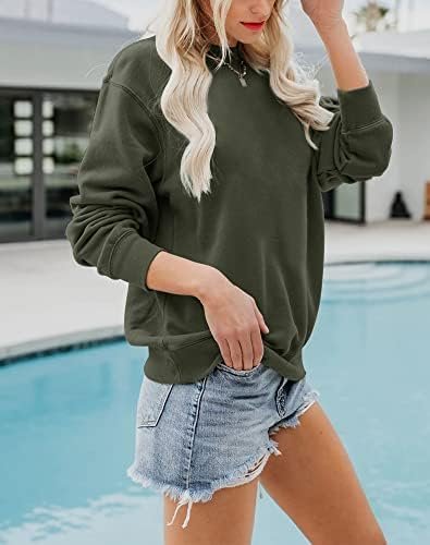 Women's Fall Long Sleeve Pullover Tops Casual Round Neck Sweatshirt